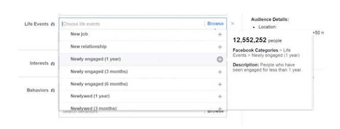 Life Event targeting in Ads Manager
