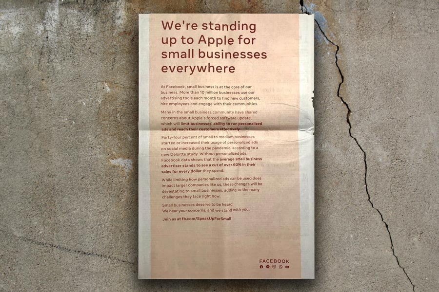 facebook ad standing up for small business